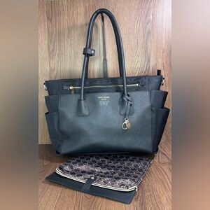Henri Bendel Black Diaper Bag Tote w Changing Mat Large Travel Baby Bag